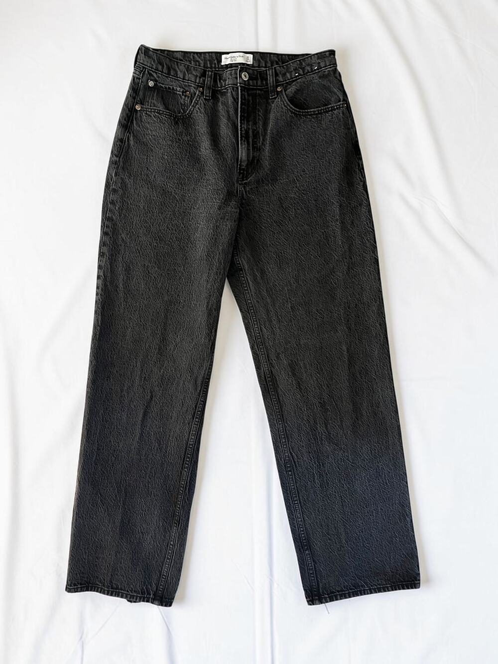 Abercrombie & Fitch The Loose High Rise 90s Jeans Black Wash Straight Leg 30/10L